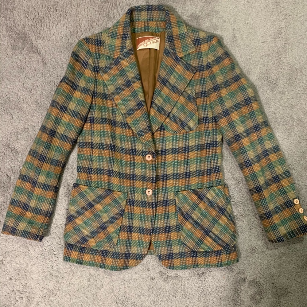 Vintage Plaid Checkered Blazer Jacket